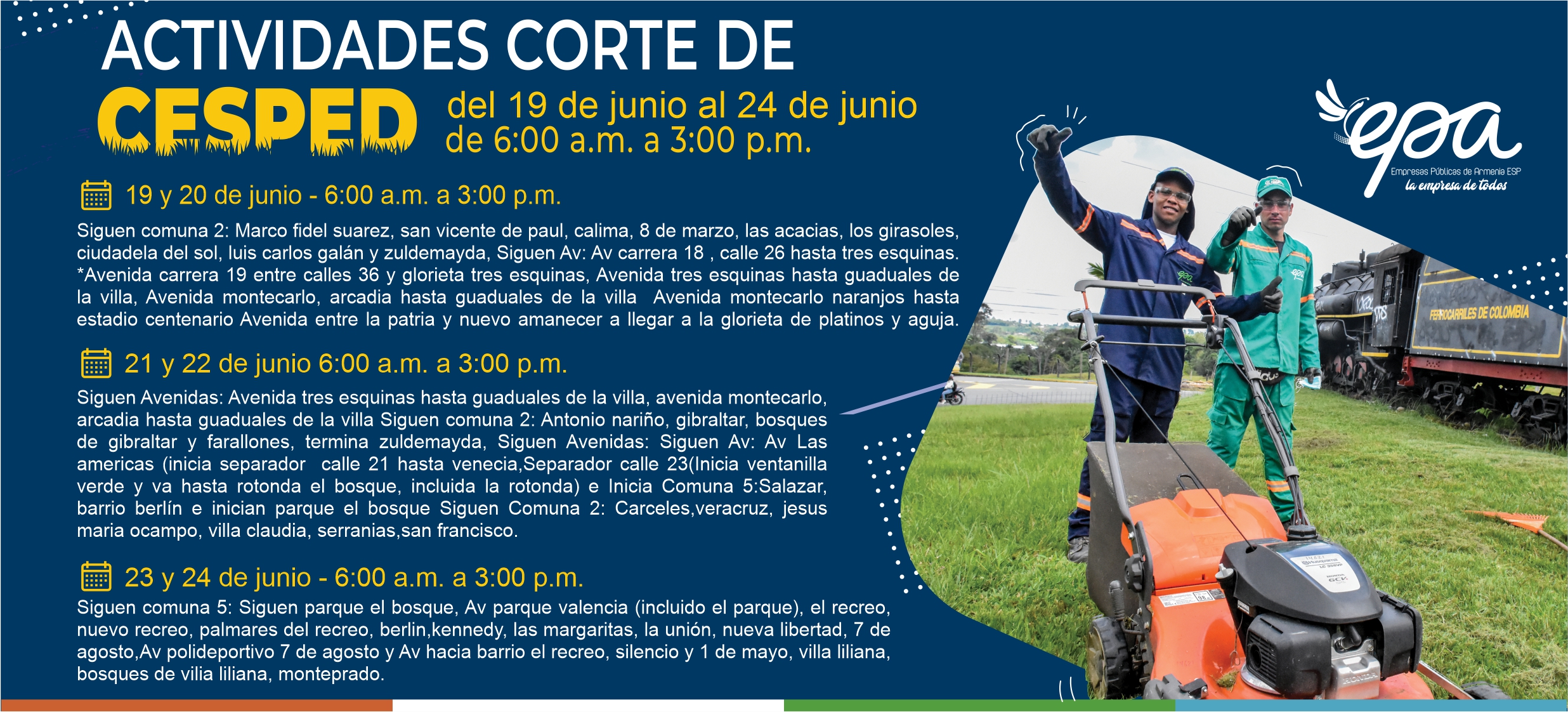 CORTE DE CESPED DEL 19 AL 24 DE JUNIO