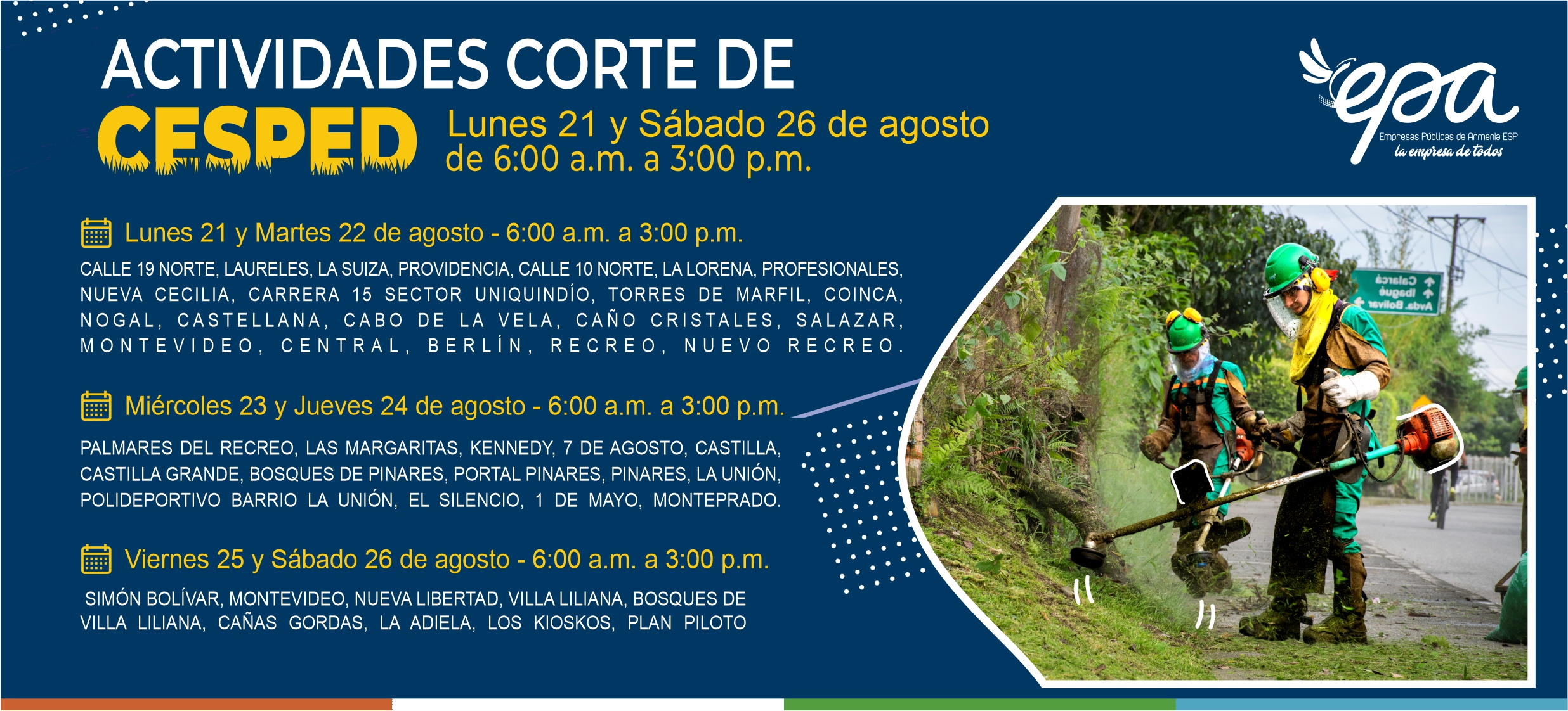 CORTE DE CESPED LUNES 21 SABADO 26 AGOSTO