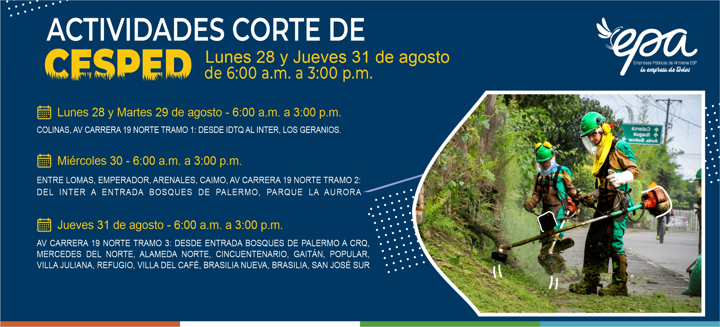 CORTE DE CESPED LUNES 28 JUEVES 31 AGOSTO