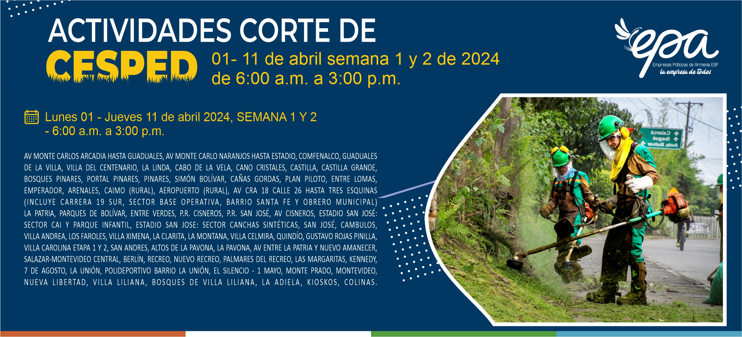 actividad corte de cesped abril semana 1 y 2